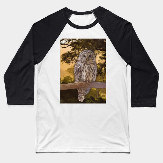 Tawny Owl Artwork Baseball T-Shirt by NikkiBear67